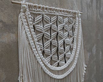 decoración navideña rústica, colgante de pared de macramé, idea de regalo boho