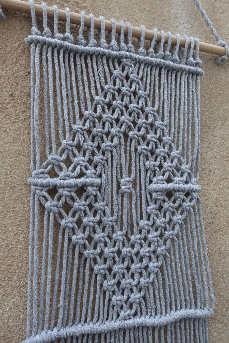 Gray wall decor, macrame wall hanging, woven tapestry, gray home decor, gray wall tapestry image 7