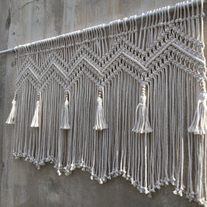 Window macrame valance, Boho curtain, Tassels wall hanging
