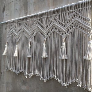 Window macrame valance, Boho curtain, Tassels wall hanging