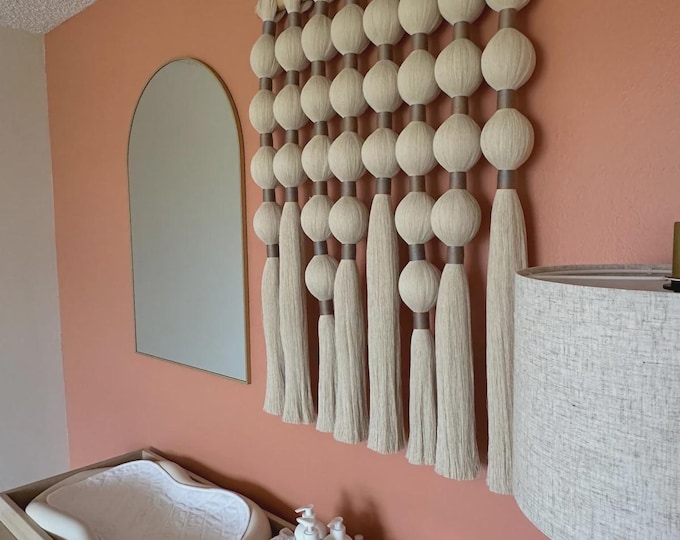 Fiber wall art - ball macrame for boho Nursery