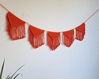 Orange home decor, nursery garland bunting, kids room wall decor, party decor