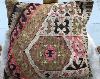 black pillow case, woven kilim vintage pillow cushion, Boho style