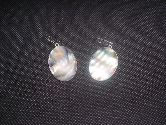VINTAGE Mexico Abalone Earrings-Shell- Abalone-An… - image 1