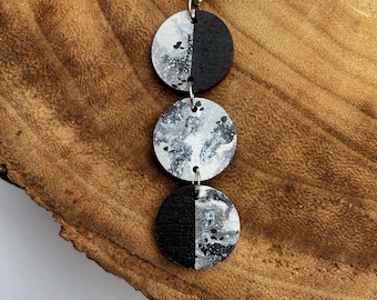 moon phase necklace •  moon jewellery • handpainted moon • painted wood necklace • laser cut jewellery • moon phases • lunar cycle •