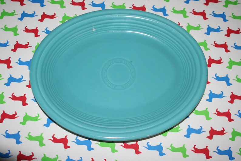 Original Fiestaware Large Oval Platter in Turquoise Etsy