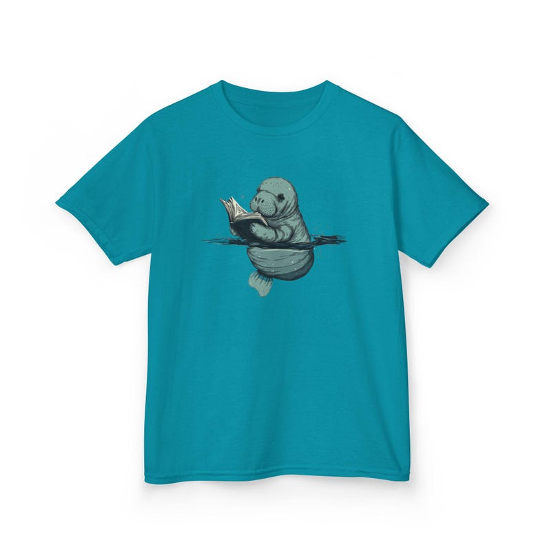 Katoenen T-shirt met leesboek voor kinderen | Leuke dieren-T-shirt | Verjaardagscadeau voor dierenliefhebbers afbeelding 3