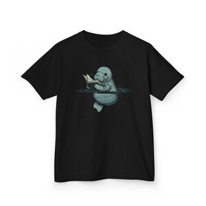 Cute manatee reading book kids tee shirt