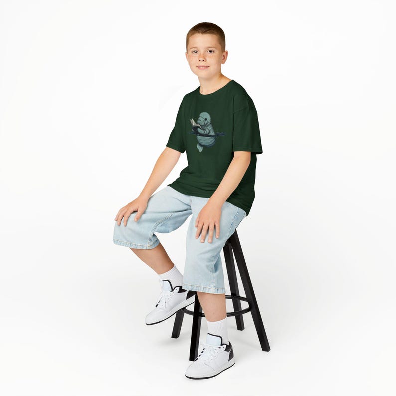 Katoenen T-shirt met leesboek voor kinderen | Leuke dieren-T-shirt | Verjaardagscadeau voor dierenliefhebbers afbeelding 10