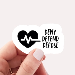 Deny Defend Depose, Vinyl, Eat the Rich, Laptop Decals, Water bottle Sticker, Waterproof, Healthcare Sticker, sticker, Activist, Protest
