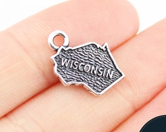 4 Wisconsin charms antique silver tone WT157