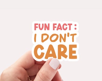 Fun Fact I Don't Care Sticker: Sarcastic Laptop Decal