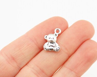 Small Sterling Silver tiny 3D Bear miniature charm Small Sterling Silver tiny 3D Bear miniature charm