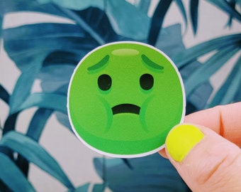 Nauseated Emoji Sticker: Funny Glossy Vinyl Laptop Decal