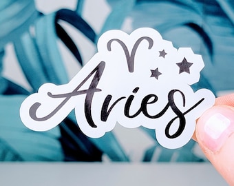 Aries Zodiac Sticker: Glossy Vinyl Horoscope, Water Bottle, Laptop