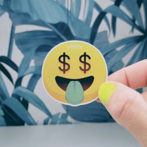 Money emoji sticker, Vinyl, Laptop Sticker, Funny Sticker, Tumbler Sticker, Money Sticker, Emoji, Smiley, Water Bottle Sticker, Waterproof