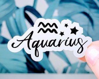 Aquarius Zodiac Sticker: Glossy Vinyl, Water Resistant