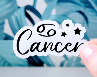 Cancer Zodiac Sticker: Glossy Vinyl Horoscope, Water Bottle Decal