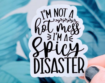 I'm not a hot mess I'm a spicy disaster sticker, Vinyl, Laptop Sticker, Funny Sticker, Water Bottle Sticker, Laptop Sticker, Sarcastic