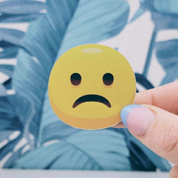 Sad emoji sticker,  Vinyl, Laptop Sticker, Funny Sticker, Tumbler Sticker, Smiley, Emoji Sticker, Water Bottle Sticker, Waterproof Sticker