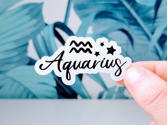 Aquarius Zodiac Sticker: Glossy Vinyl, Water Resistant