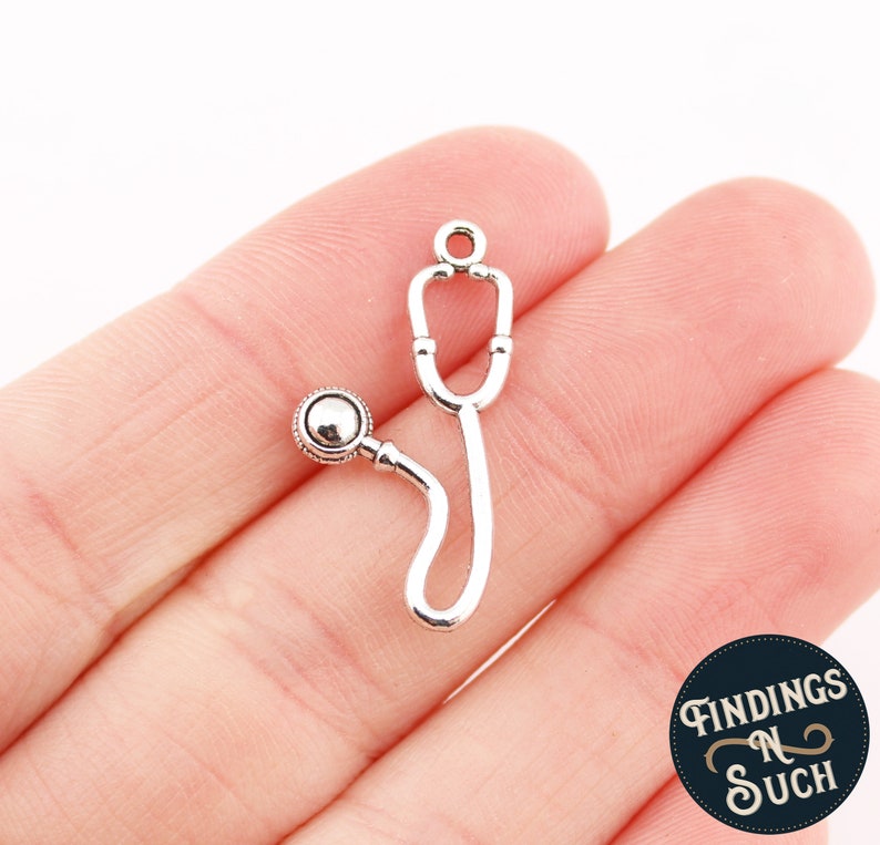 4 Stethoscope Charms Antique Silver Tone2340 Etsy