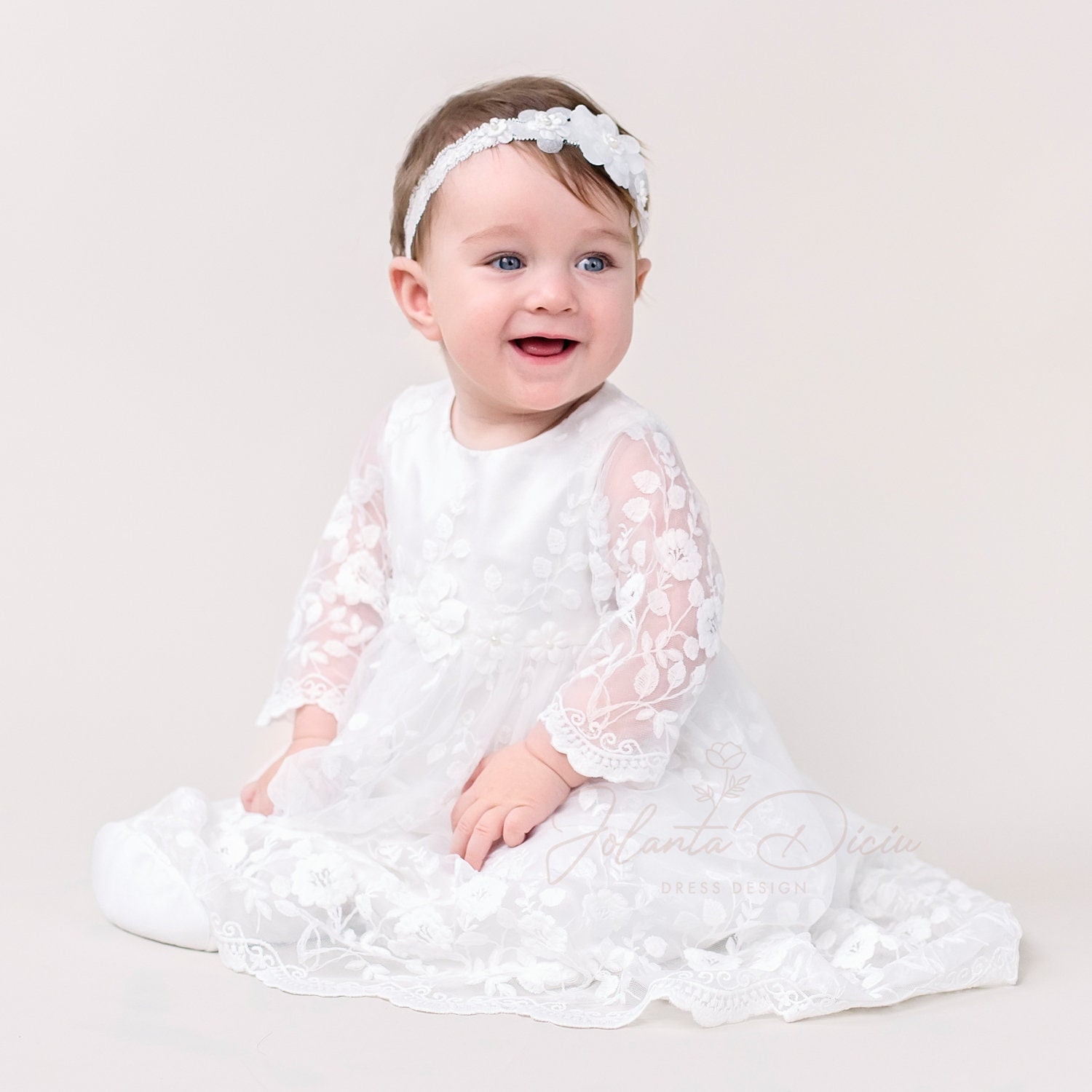 Baptism dress for baby girl long sleeve baptism dress Etsy