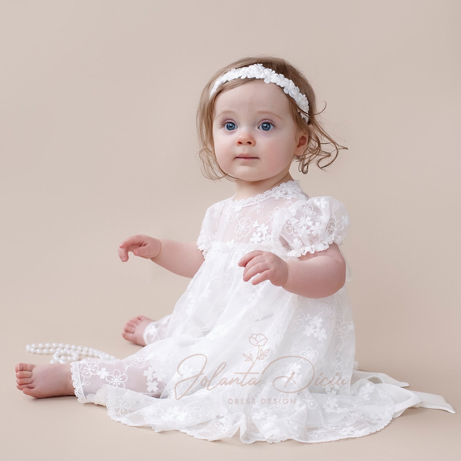 Baby Christening Dress Baptism Dress for Baby Girl Bow at Etsy