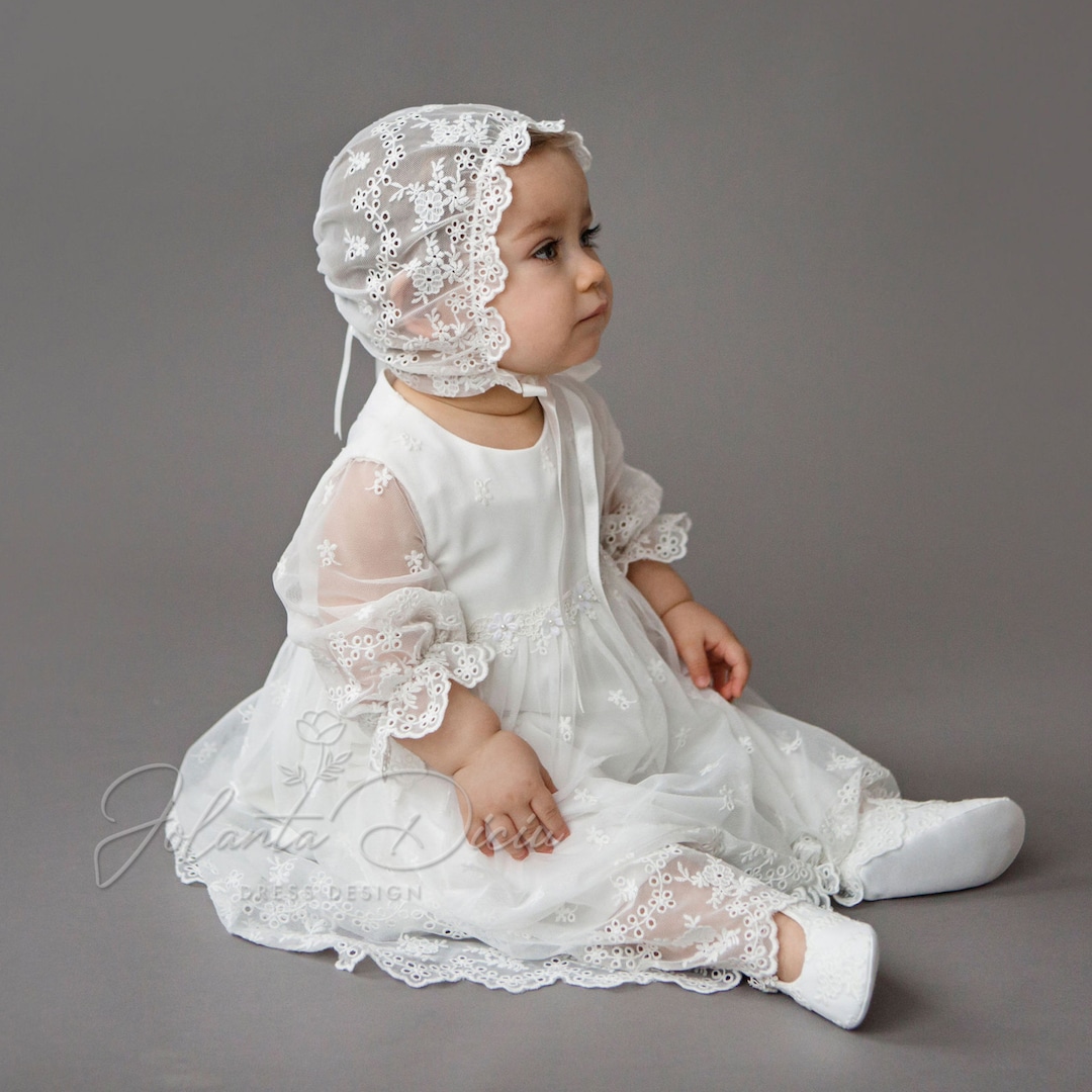 Christening Gown for Baby Girl, Baptism Dress, Lace Christening Gown ...