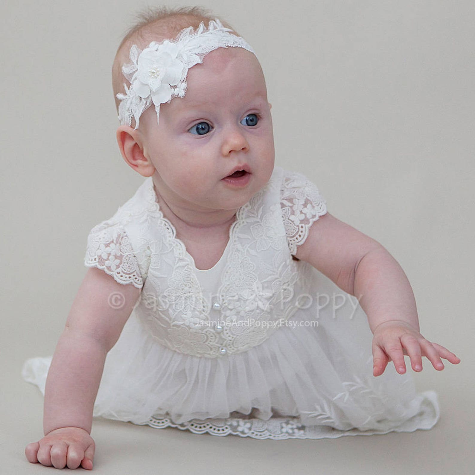 Baptism Headband Lace Headband Baby Headband Christening Etsy