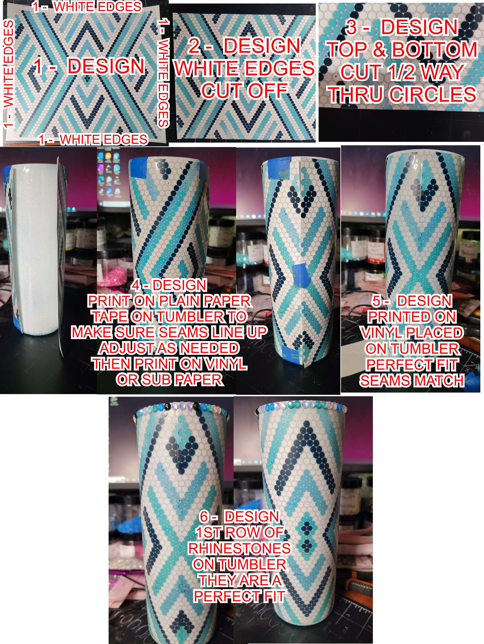20oz 16ss Aztec 3 Color Rhinestone Template, Rhinestone Tumbler Pattern ...