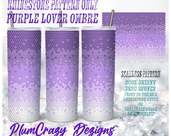 20oz 20ss Purple Lovers Ombre Seamless Rhinestone Pattern, Rhinestone Template, PNG Rhinestone Guide, Sublimation
