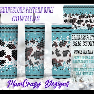 20oz 16ss Western Ombre Cowhide Seamless 16ss Rhinestone Pattern ...