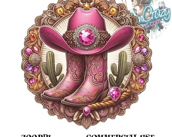 Roze cowgirl laarzen png, cowgirl hoed digitaal, cactus clipart, bling western png, bloemen laarzen png, sublimatie, digitale download