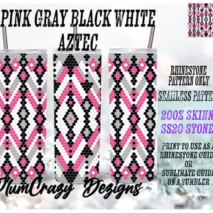 20oz Ss20 Pink Black Gray White Aztec Rhinestone Template, Rhinestone ...