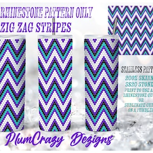 20oz, ss20 RhinestonesZigZag 3 Color Rhinestone Template, Rhinestone Tumbler Pattern, , PNG Rhinestone Guide, Sublimation Pattern,
