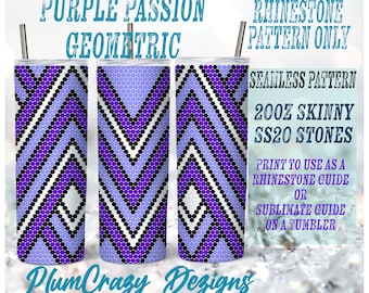 Purple Passion 20oz SS20 Rhinestone Template, Rhinestone Tumbler Pattern, PNG Rhinestone Guide, Sublimation Pattern