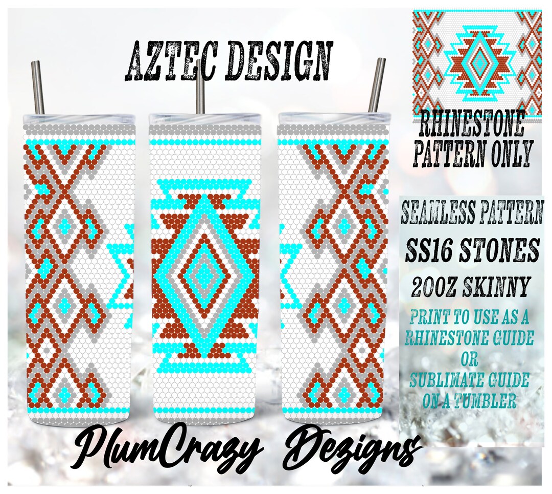 20oz 16ss Aztec Southwest Color Rhinestone Template, Rhinestone Tumbler ...