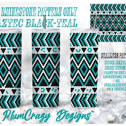 20oz 20ss Aztec Teal Black White Seamless Rhinestone Pattern - Etsy