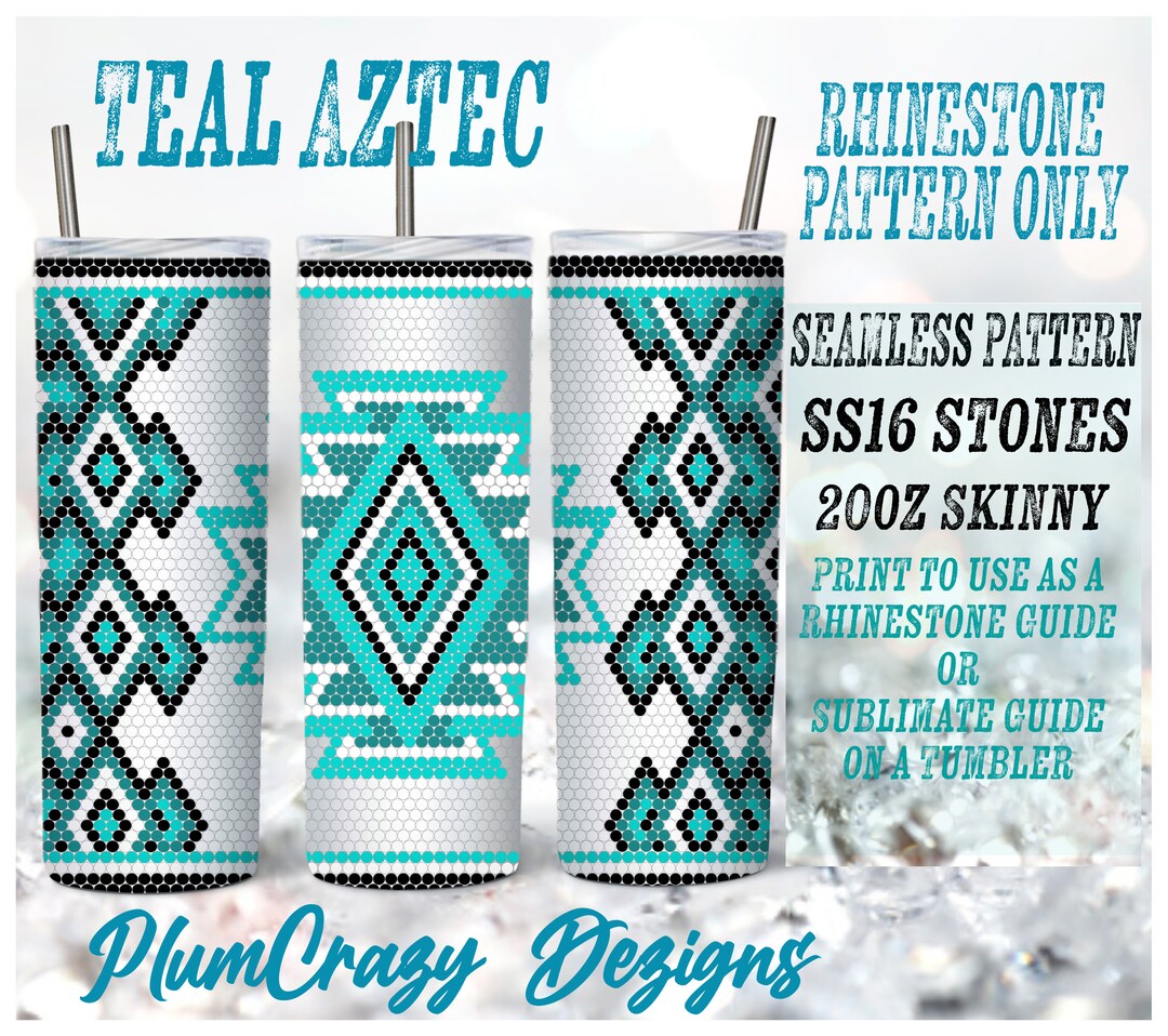 20oz 16ss Teal Aztec Rhinestone Template, Rhinestone Tumbler Pattern ...