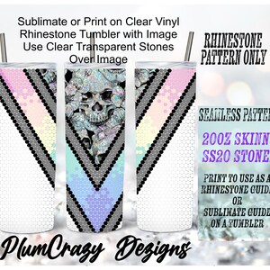 20 oz ss20 Rainbw Skull V Split Halloween strass modèle avec image, modèle de gobelet, guide de strass PNG, motif de sublimation,