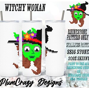 16ss 20oz, Halloween Witchy Woman Rhinestone Template, Rhinestone Tumbler Pattern, PNG Rhinestone Guide, Sublimation Pattern,