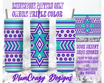 30oz 20ss Aztec 3 Color Rhinestone Template, Rhinestone Tumbler Pattern, PNG Rhinestone Guide, Sublimation Pattern,