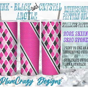 20oz 20ss argyle roze, sjabloon zwarte kristallen strass, strass bekerpatroon, png-gids voor strass, sublimatiepatroon,
