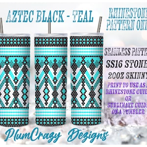 20oz 16ss Aztec 4 Color Rhinestone Template, Rhinestone Tumbler Pattern, PNG Rhinestone Guide, Sublimation Pattern,