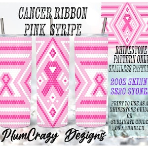 20oz ss20 roze borstkanker linten en diamanten strass sjabloon, strass bekerpatroon, sublimatiepatroon,