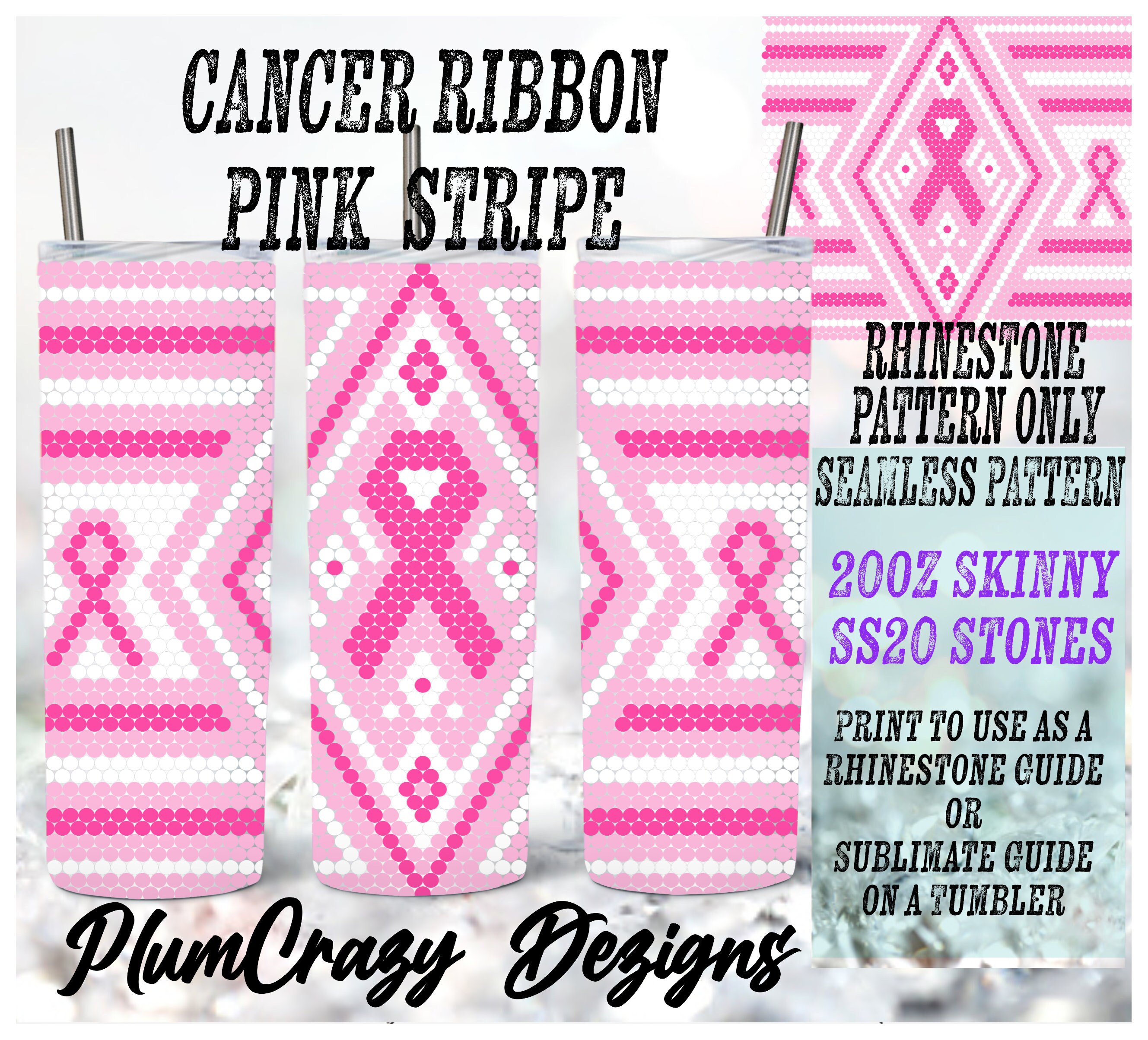Cancer Ribbon Rhinestone 20oz Ss20 Pink Breast Cancer Ribbons and Diamonds Rhinestone Template ...