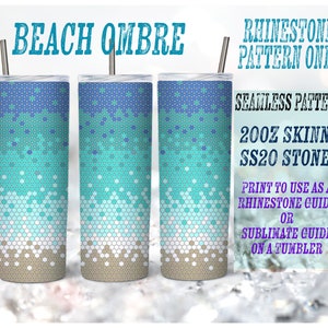 Beach 20oz 20ss Rhinestone Template, Rhinestone Tumbler Pattern, PNG Rhinestone Guide, Sublimation Pattern,