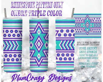 20oz 20ss Aztec 3 Color Rhinestone Template, Rhinestone Tumbler Pattern, PNG Rhinestone Guide, Sublimation Pattern,
