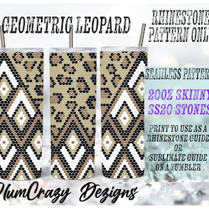 20oz, ss20 Geometric Leopard Rhinestone Template, Rhinestone Tumbler Pattern, , PNG Rhinestone Guide, Sublimation Pattern,